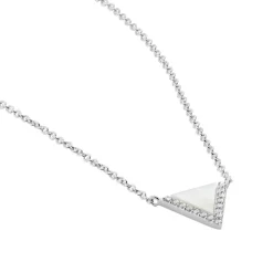 Collier Mori Argent Blanc Oxyde De Zirconium Et Nacre