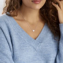 Collier Mori Argent Blanc Oxyde De Zirconium Et Nacre