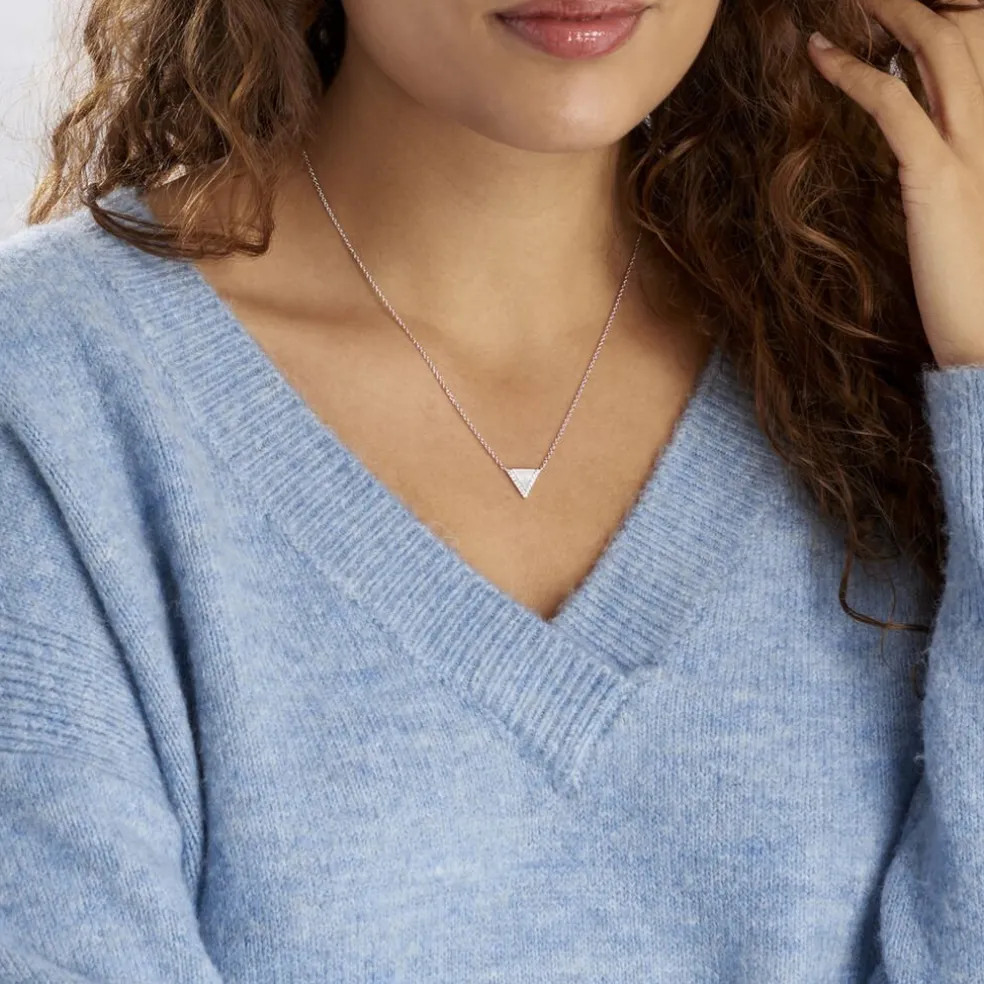 Collier Mori Argent Blanc Oxyde De Zirconium Et Nacre