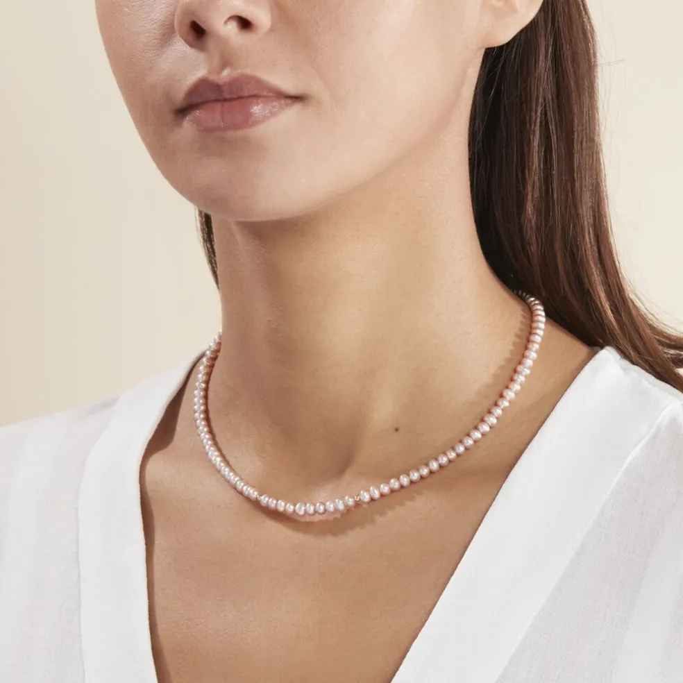 Collier Multicolore Or Jaune Perle De Culture