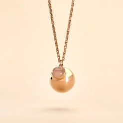 Collier My Bola Acier Rose Quartz