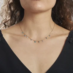 Collier Myosothis Plaqué Or Pierres