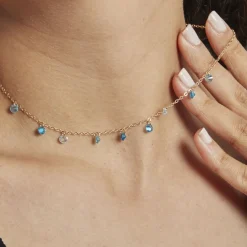 Collier Myosothis Plaqué Or Pierres