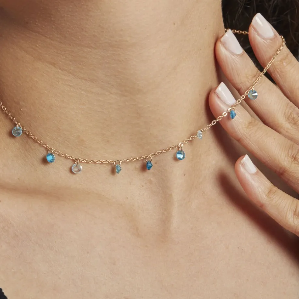 Collier Myosothis Plaqué Or Pierres