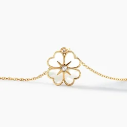 Collier Nacrea Or Jaune Nacre Oxyde De Zirconium