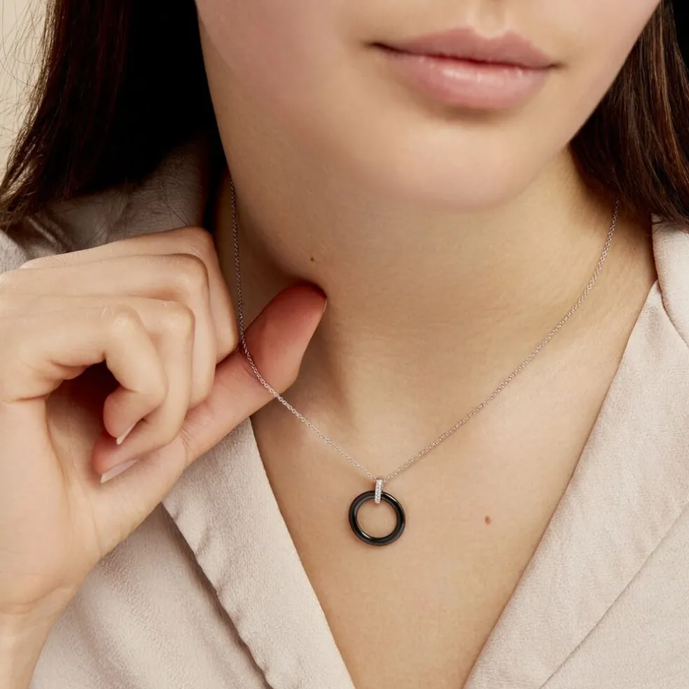 Collier Natacha Cera Argent Blanc Céramique Et Oxyde De Zirconium