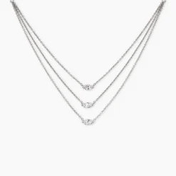Collier Navette Argent Blanc Oxyde De Zirconium