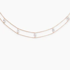 Collier Navette Argent Rose Oxyde De Zirconium