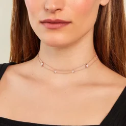 Collier Navette Argent Rose Oxyde De Zirconium