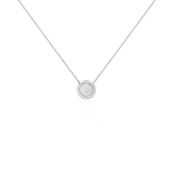 Collier Nawala Argent Blanc Oxyde De Zirconium Et Nacre