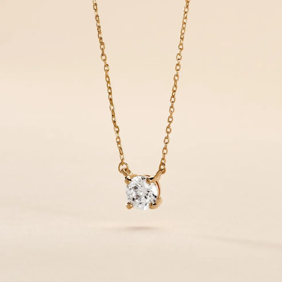 Collier Nilay Plaque Or Doré Oxyde De Zirconium