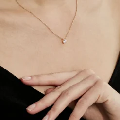 Collier Nilay Plaque Or Doré Oxyde De Zirconium