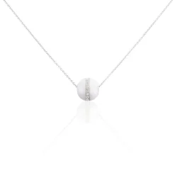 Collier Nina Cera Argent Blanc Strass Et Céramique