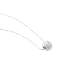 Collier Nina Cera Argent Blanc Strass Et Céramique