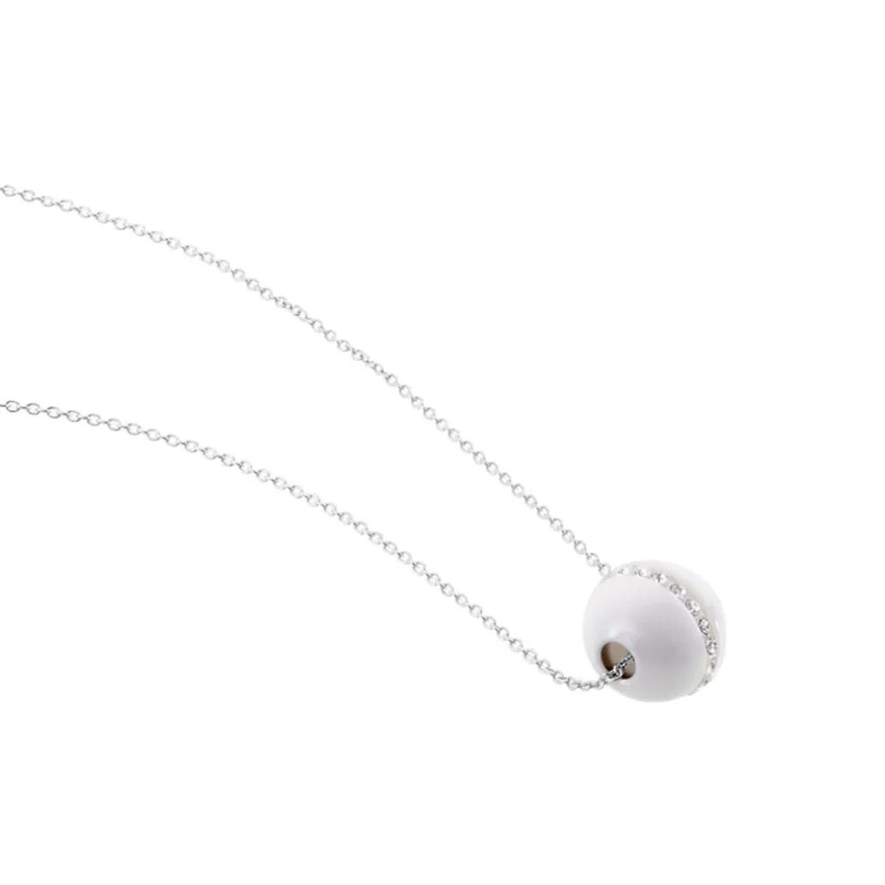 Collier Nina Cera Argent Blanc Strass Et Céramique