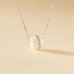 Collier Nina Cera Argent Blanc Strass Et Céramique