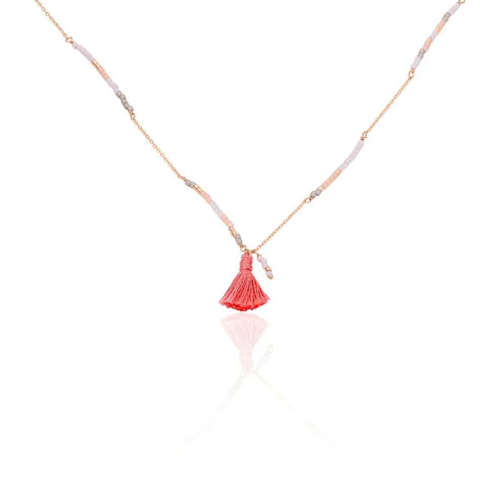 Collier Ninon Argent Rose Perle D'imitation Et Chrysoprase