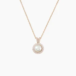 Collier Olivia Argent Rose Perle De Culture Et Oxyde De Zirconium