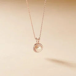 Collier Olivia Argent Rose Perle De Culture Et Oxyde De Zirconium