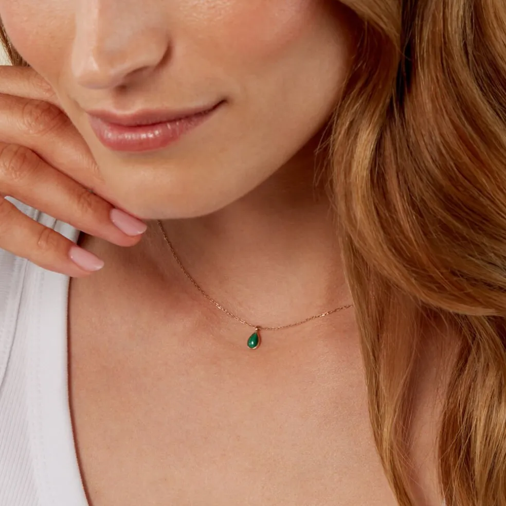 Collier Ondée Or Jaune Malachite