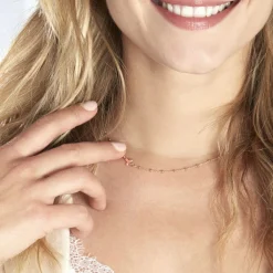 Collier Opale Argent Rose