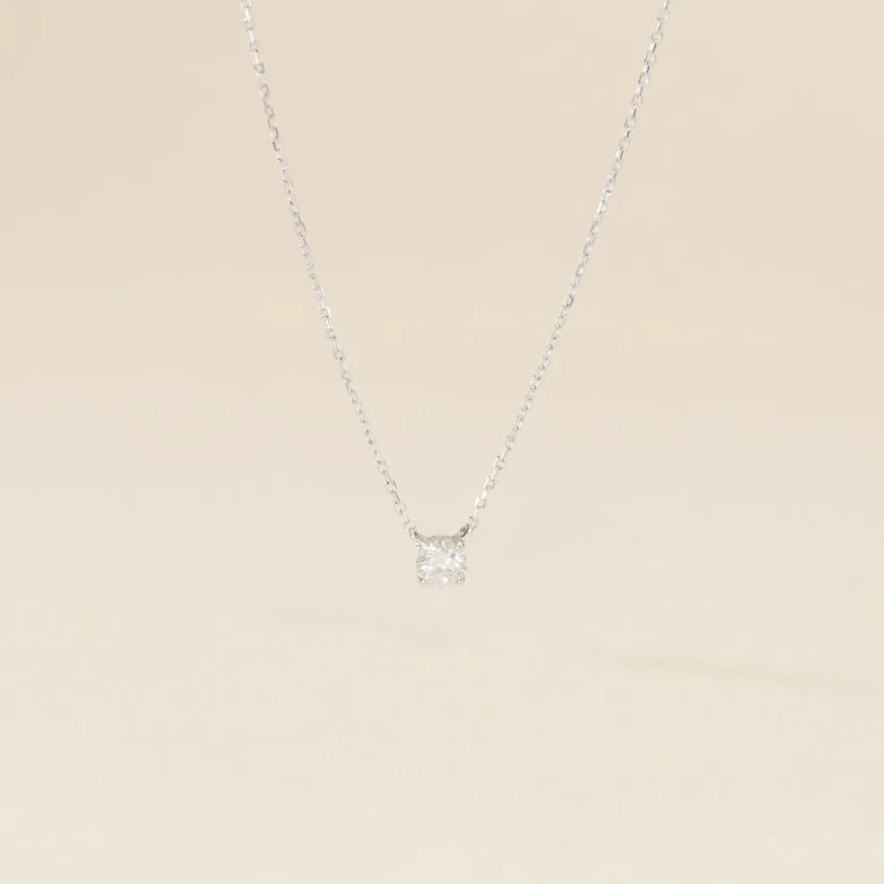 Collier Or Blanc Aphrodite Diamant Synthétique