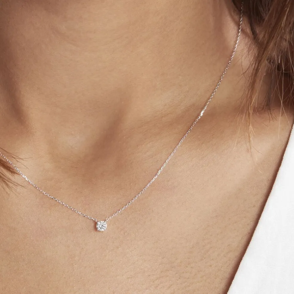 Collier Or Blanc Aphrodite Diamant Synthétique