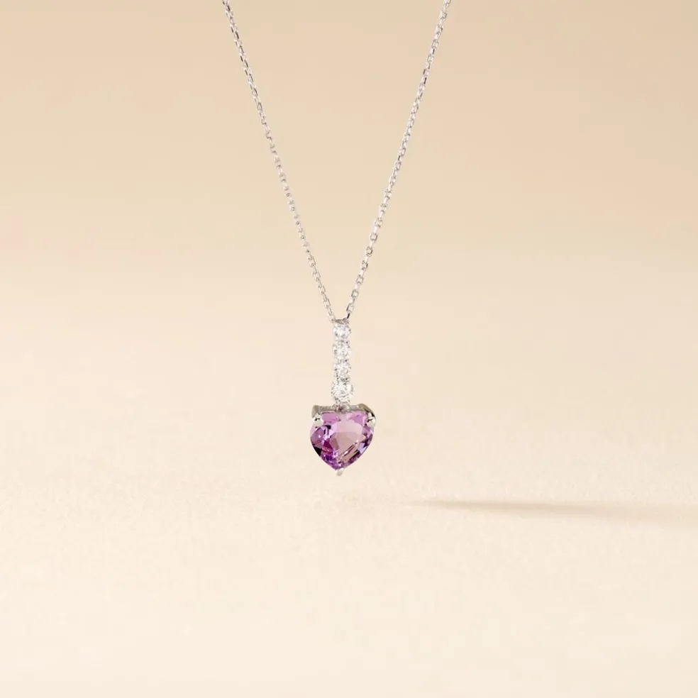 Collier Or Blanc Fany Améthyste Oxydes De Zirconium