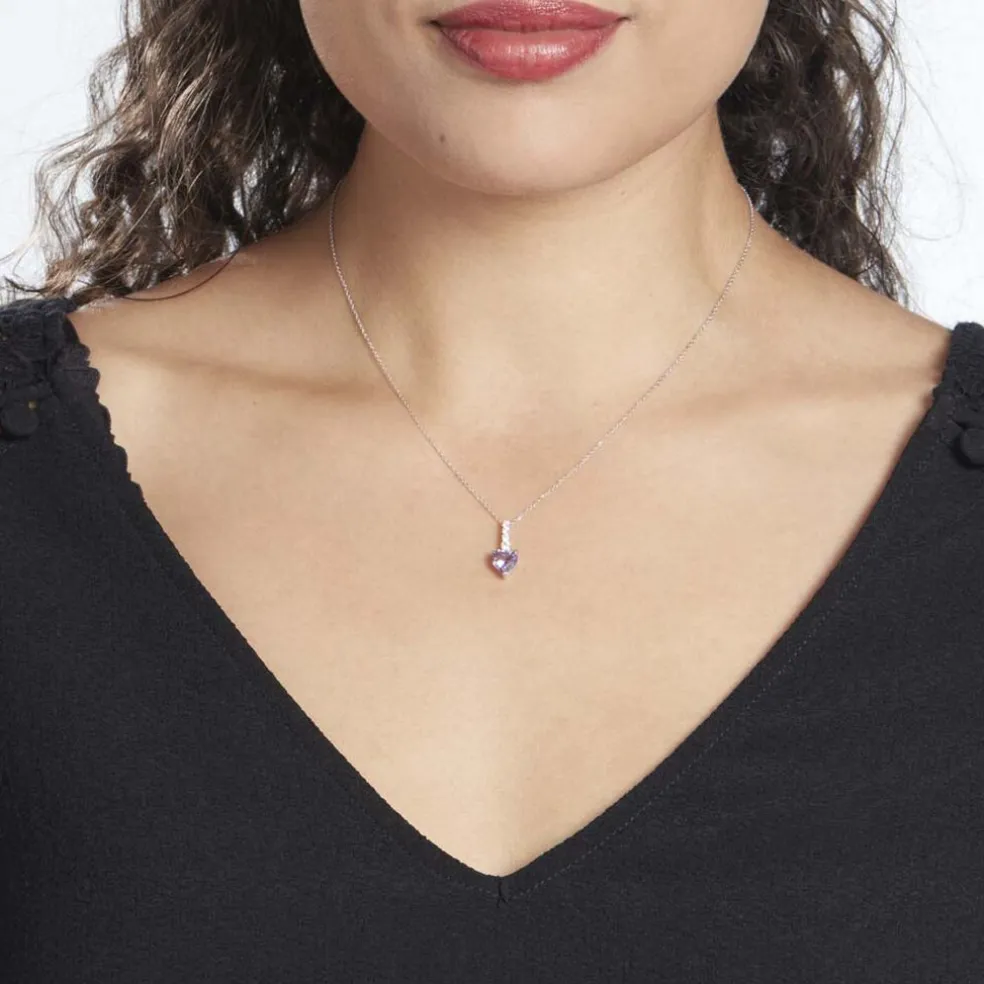 Collier Or Blanc Fany Améthyste Oxydes De Zirconium