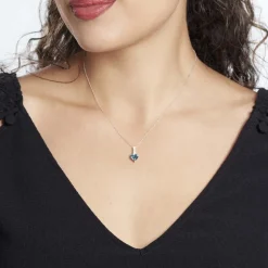 Collier Or Blanc Fany Topaze Oxydes De Zirconium