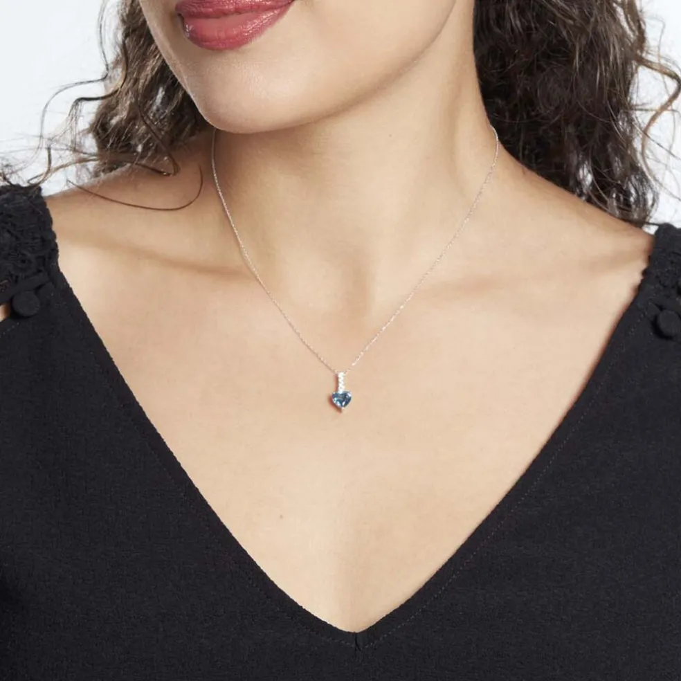 Collier Or Blanc Fany Topaze Oxydes De Zirconium