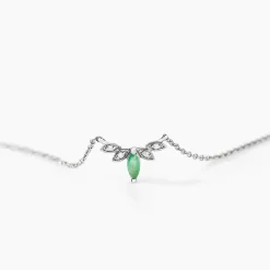 Collier Or Blanc Febe Emeraude Diamant