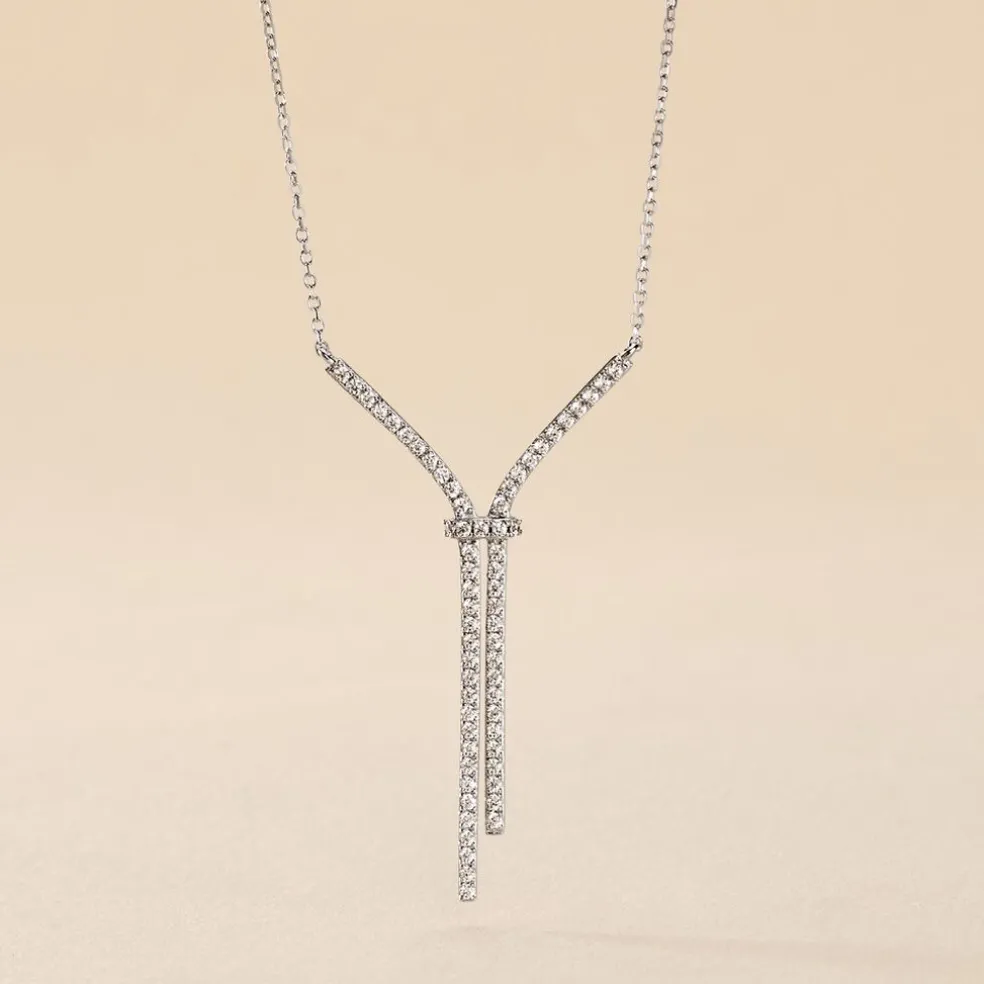 Collier Or Blanc Gwalduz Oxydes De Zirconium