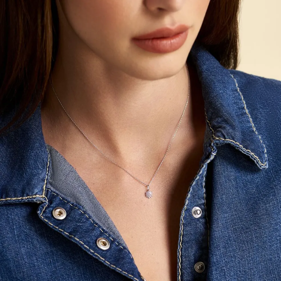 Collier Or Blanc Kristel Oxydes De Zirconium