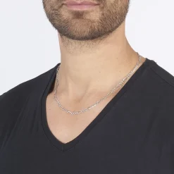 Collier Or Blanc Maille Alternée 1/3