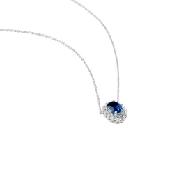 Collier Or Blanc Quintilla Topaze London Blue Et Oxydes