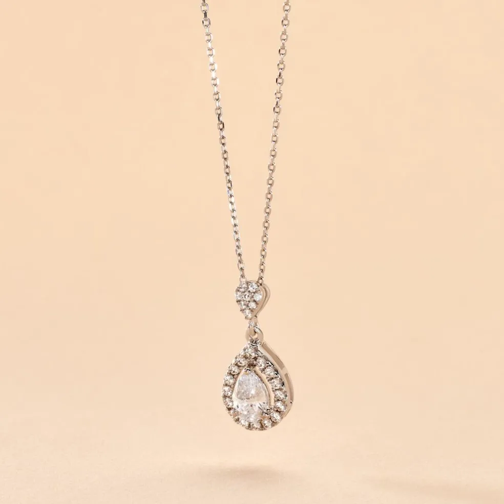 Collier Or Blanc Uxellus Oxyde De Zirconium