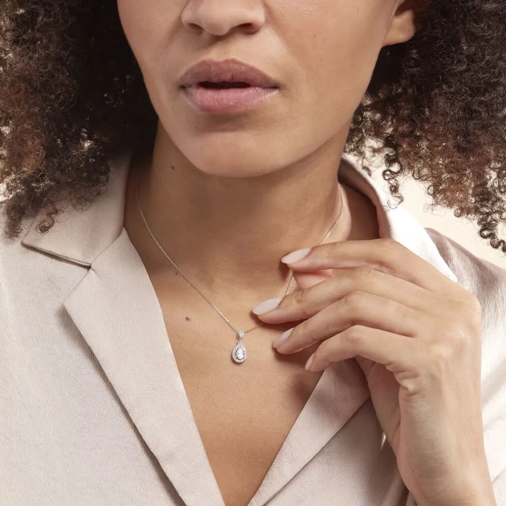 Collier Or Blanc Uxellus Oxyde De Zirconium