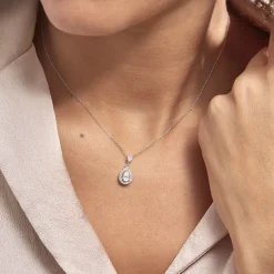 Collier Or Blanc Uxellus Oxyde De Zirconium