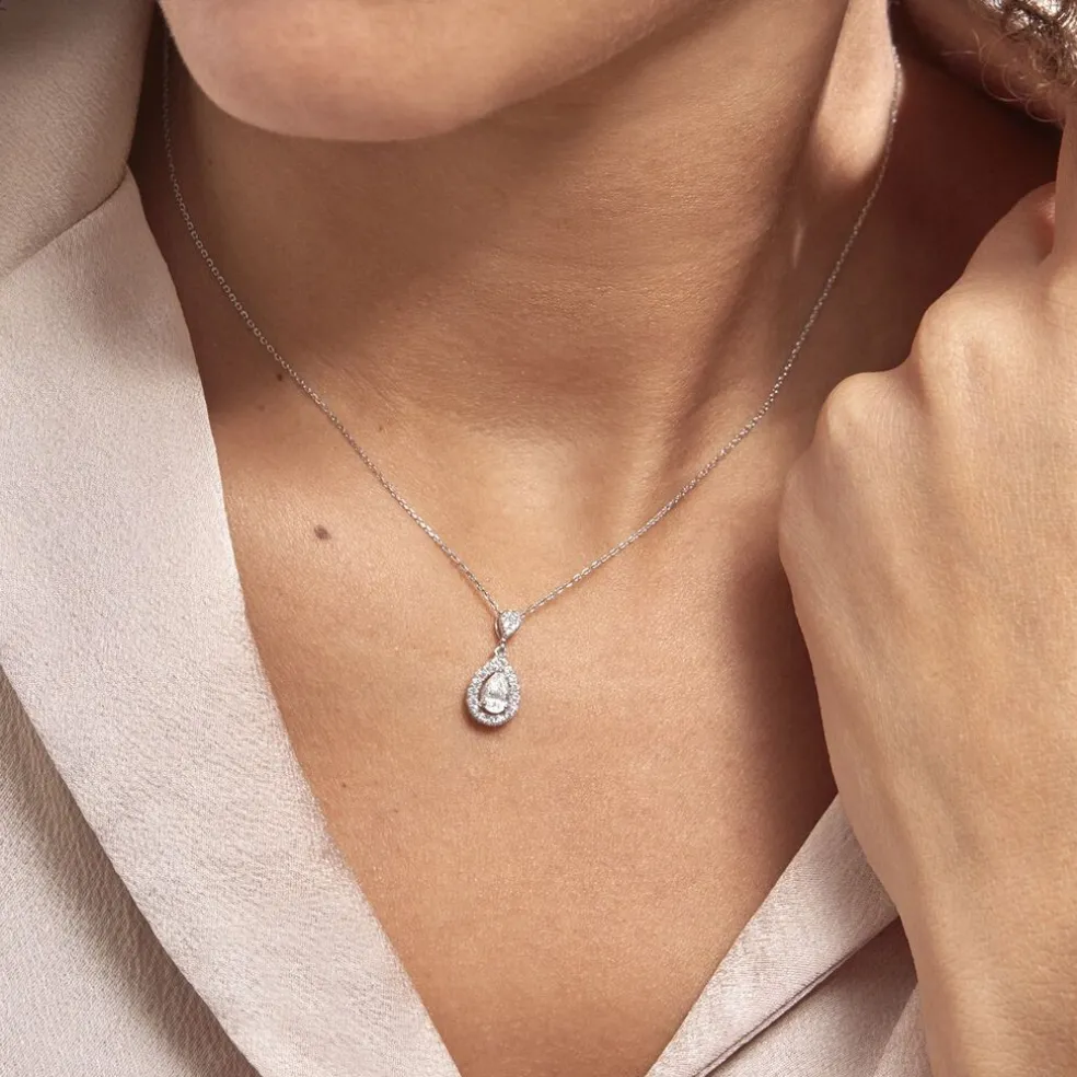 Collier Or Blanc Uxellus Oxyde De Zirconium