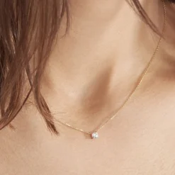 Collier Or Jaune Aphrodite Diamant Synthetique