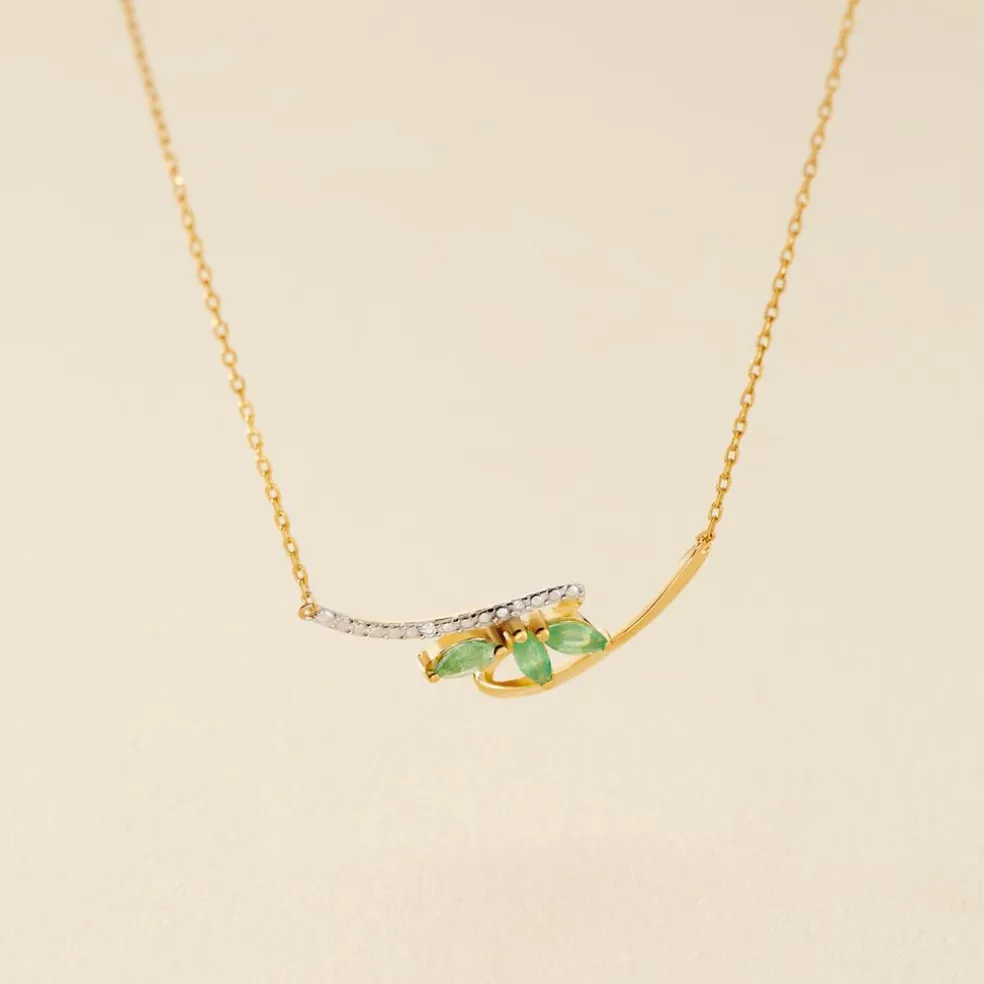 Collier Or Jaune Caetlin Emeraude Diamants