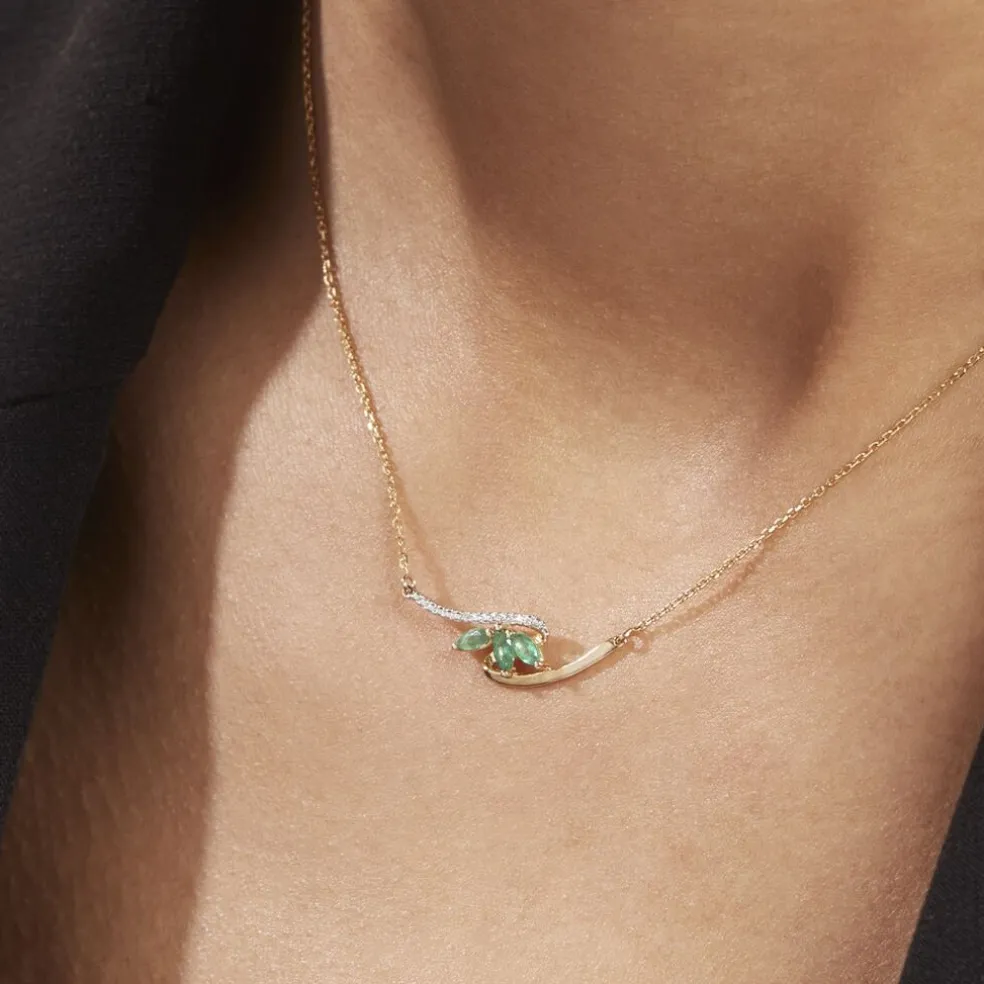 Collier Or Jaune Caetlin Emeraude Diamants