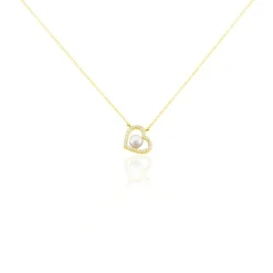 Collier Or Jaune Cagiris Oxydes Et Perle De Culture