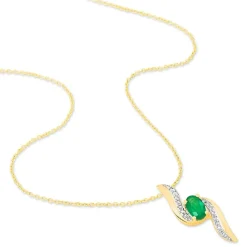 Collier Or Jaune Emeraude Et Diamant