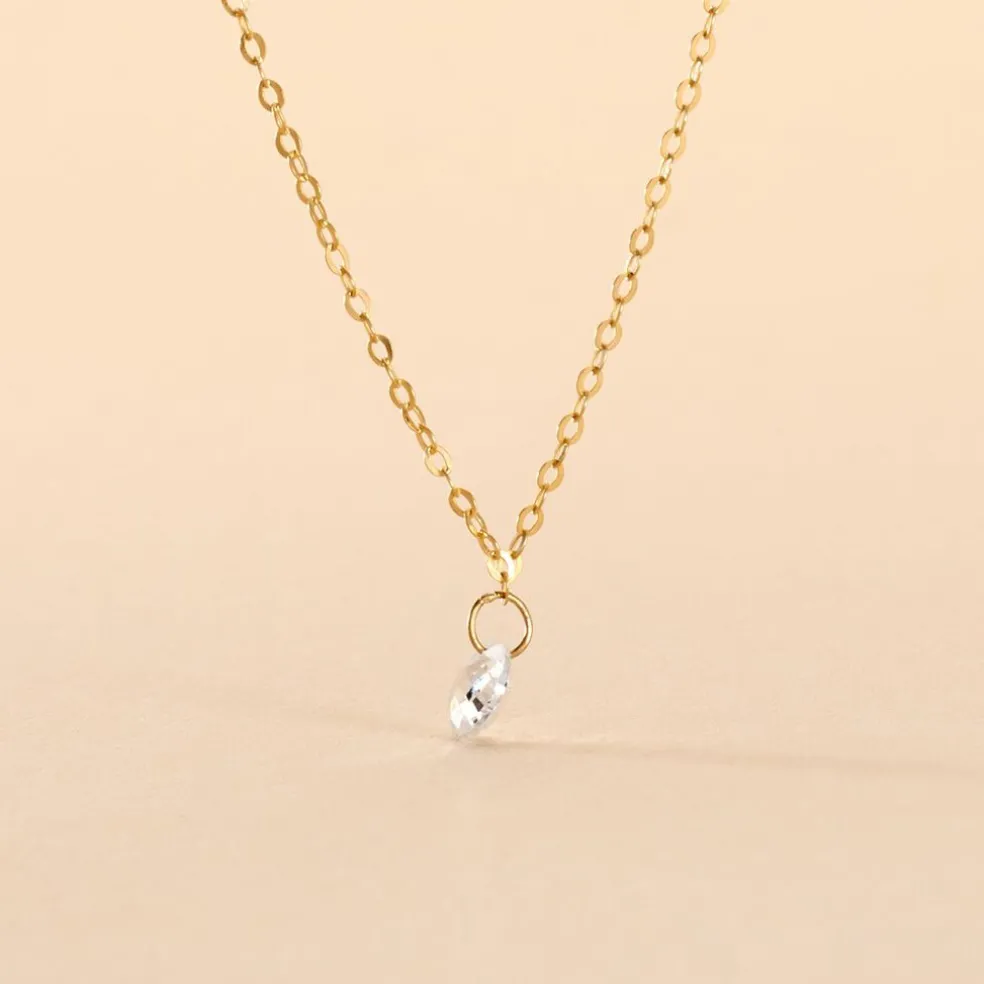 Collier Or Jaune Emilee Oxyde De Zirconium