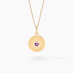 Collier Or Jaune Evening Star Amethyste