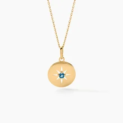 Collier Or Jaune Evening Star Topaze Bleu London