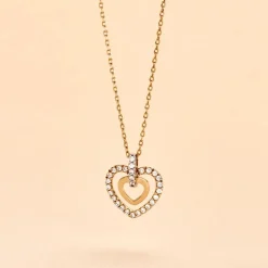 Collier Or Jaune Love Is In The Air Oxydes De Zirconium