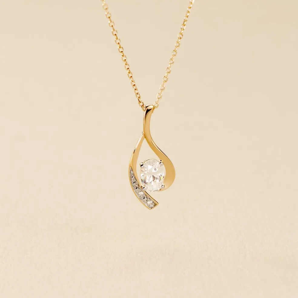 Collier Or Jaune Sagesse Oxydes De Zirconium